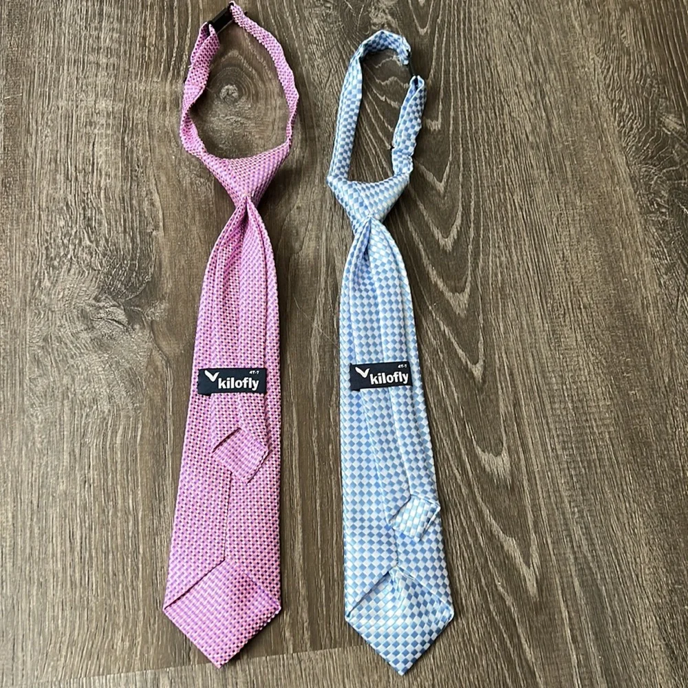 BOYS TIES SET OF TWO BLUE PURPLE 4T-7 Kilofly